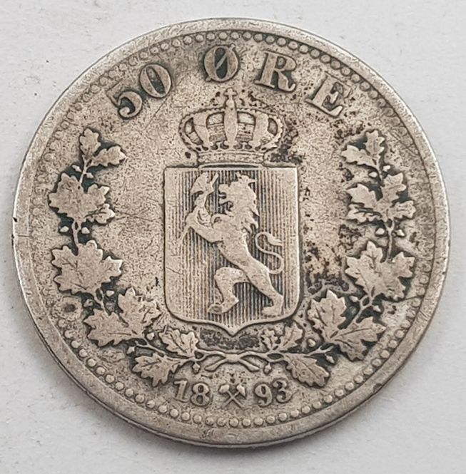 Hovedbilde 50 øre 1893 kv. 1/1- (nr. 1)