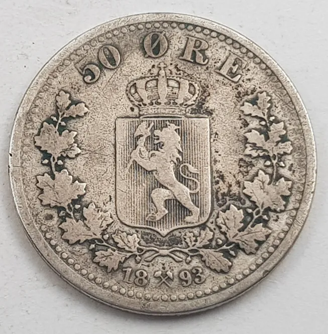 Hovedbilde 50 øre 1893 kv. 1/1- (nr. 1)