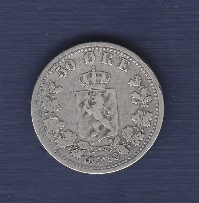 Hovedbilde 50 øre 1893 kv. svak 1 (nr. 1)