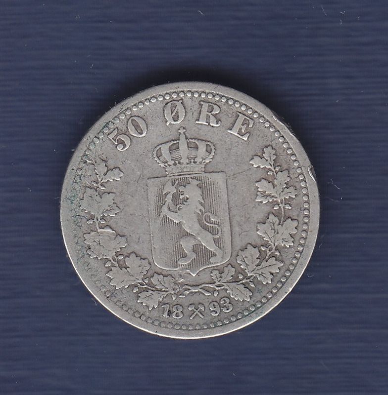 50 øre 1893 kv. svak 1 (nr. 1)