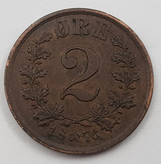 Hovedbilde 2 øre 1876 kv. 1+/01 (nr. 1)