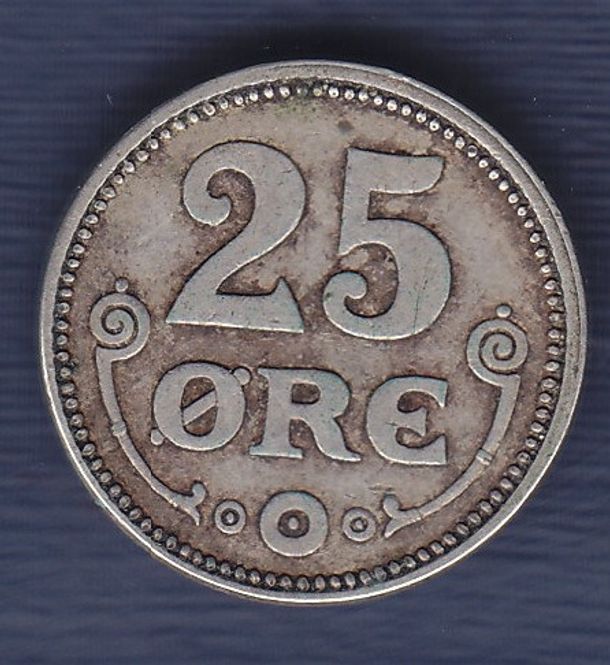 Hovedbilde Danmark: 25 øre 1917 kv. 1/1+
