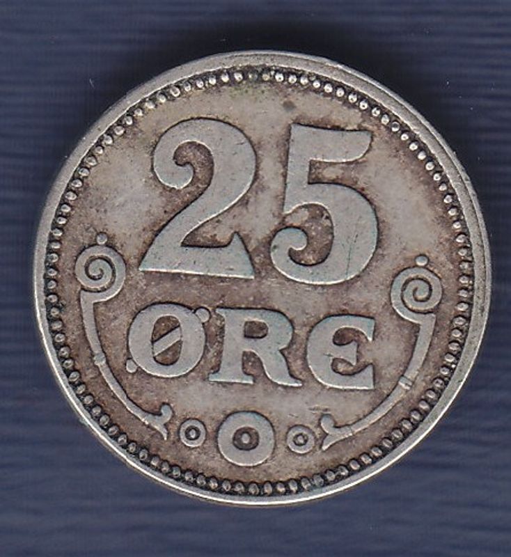 Danmark: 25 øre 1917 kv. 1/1+