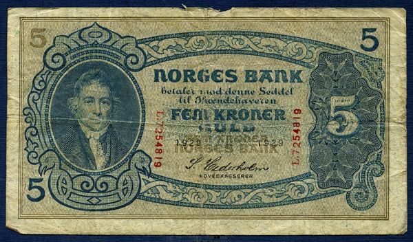 Hovedbilde 5 kr 1929 L.7254819 kv. 2 (lukefyller)